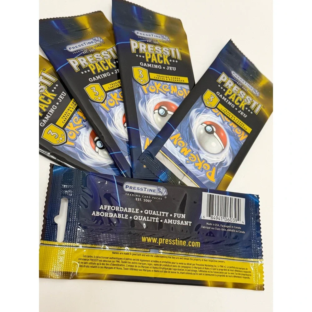 5 Presstine Pressti Pack Pokemon Trading Card Packs 3 Cards Per Pack New Sealed